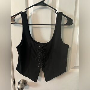 Moa Moa Black Sleeveless Bustier Crop Top